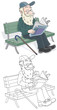 Vector: Old man reading Old man reading