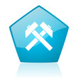 mining blue pentagon web glossy icon