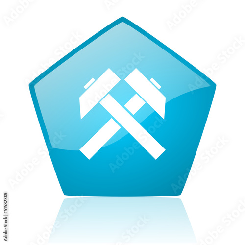Illustration: mining blue pentagon web glossy icon mining blue pentagon web glossy icon