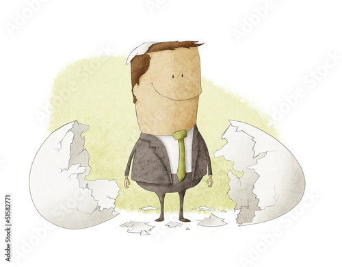 Illustration: businessman born from an egg businessman born from an egg