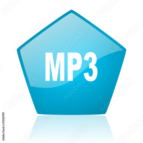 Illustration: mp3 blue pentagon web glossy icon mp3 blue pentagon web glossy icon