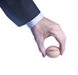Egg with inscription Career between fingers. Concept of the cris