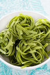 Italian pasta (tagliatelle) with spinach