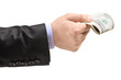 Male hand oferring money
