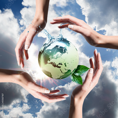 Photo: recycled elements in the hands recycled elements in the hands