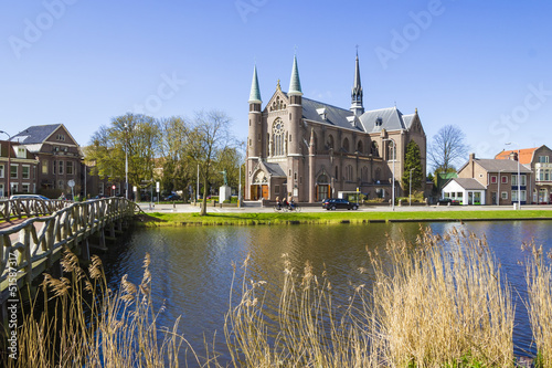 Photo: bridge to church, Alkmaar town, Holland, the Netherlands bridge to church, Alkmaar town, Holland, the Netherlands