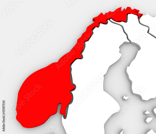 Illustration: Norway Abstract 3D Map Europe Scandinavia Country Norway Abstract 3D Map Europe Scandinavia Country