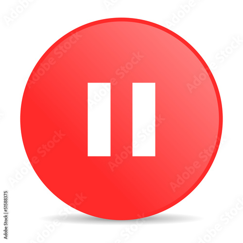 Illustration: pause red circle web glossy icon pause red circle web glossy icon