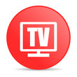 tv red circle web glossy icon