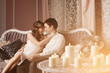 Happy couple in love at home