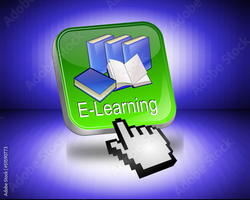 Illustration: E-Learning Button mit Cursor E-Learning Button mit Cursor