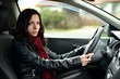 Femme Conduisant Une Voiture