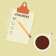 checklist and cup of coffee