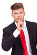 business man silencing you