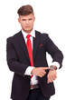 business man showing you the watch