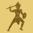 Vettoriale: Gladiator in carved style illustration Gladiator in carved style illustration