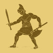 Vettoriale: Gladiator in carved style illustration Gladiator in carved style illustration