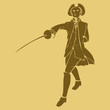 Vector: 17th century swordsman in carved style illustration 17th century swordsman in carved style illustration