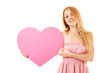 happy girl with big pink heart