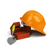Illustration: Helmet with bricks and trowel Helmet with bricks and trowel