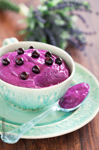 Photo: Silken tofu dessert with currants and lavender syrup Silken tofu dessert with currants and lavender syrup