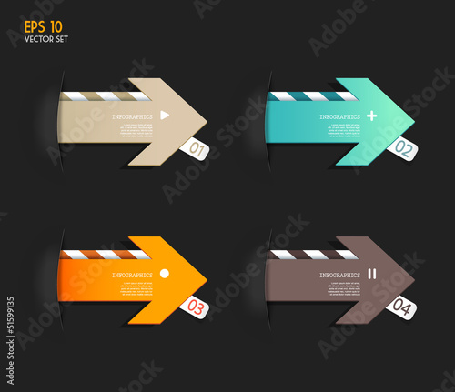 Vector: Four colored paper arrows with place for your own text. Four colored paper arrows with place for your own text.