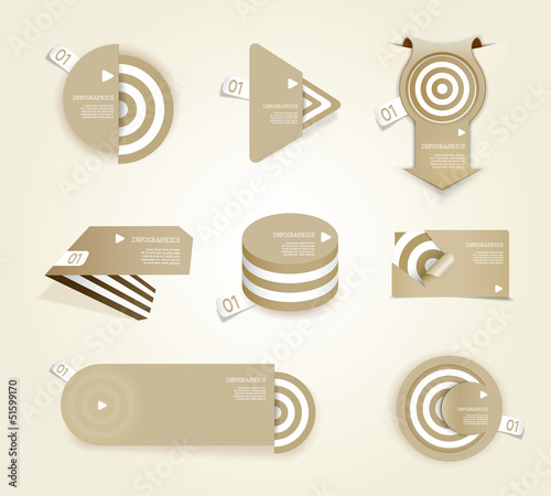 Vector: Brown set of paper labels with place for your own text. Brown set of paper labels with place for your own text.