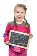 Photo: young girl holding slate young girl holding slate