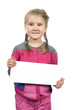 Photo: cute girl standing with empty horizontal blank cute girl standing with empty horizontal blank
