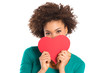 Young Girl Holding a Paper Heart in Hand