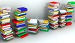 Illustration: 3d illustration of books piles and wall 3d illustration of books piles and wall