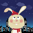 Vektor: Rabbit in the city at night Rabbit in the city at night