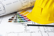 Photo: Blueprints and color swatch Blueprints and color swatch