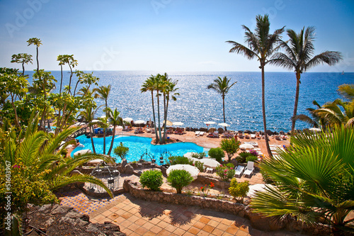 Photo: Panoramic view on Las Cuevitas in Costa Adeje cost, Tenerife Panoramic view on Las Cuevitas in Costa Adeje cost, Tenerife