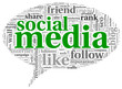 Social media conept in word tag cloud