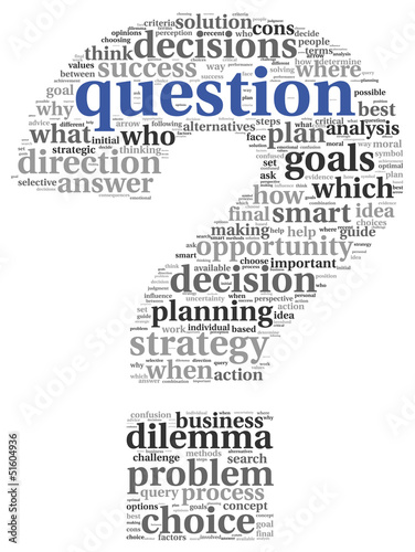 Illustration: Decision making concept in tag cloud Decision making concept in tag cloud