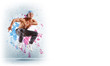 young man dancing hip hop with color lines