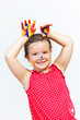 Photo: happy child with paint on the hands happy child with paint on the hands