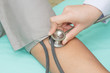Close up blood pressure monitoring in hospital
