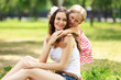 Mother and daughter in the park