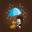 little girl and cute puppy