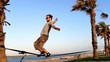 Two jumps on a slackline