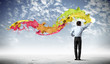 Man painting splashes