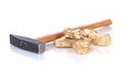Golden nuggets with hummer isolated on white