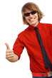 Happy smiling young man dancing
