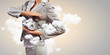 Businesswoman holding alarmclock