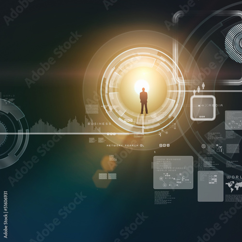 Photo: Businessman silhouette in media picture Businessman silhouette in media picture