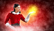 Portrait of girl wearing santa claus clothes