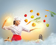 Asian female cooking with magic