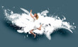 Woman floating   on dark wings